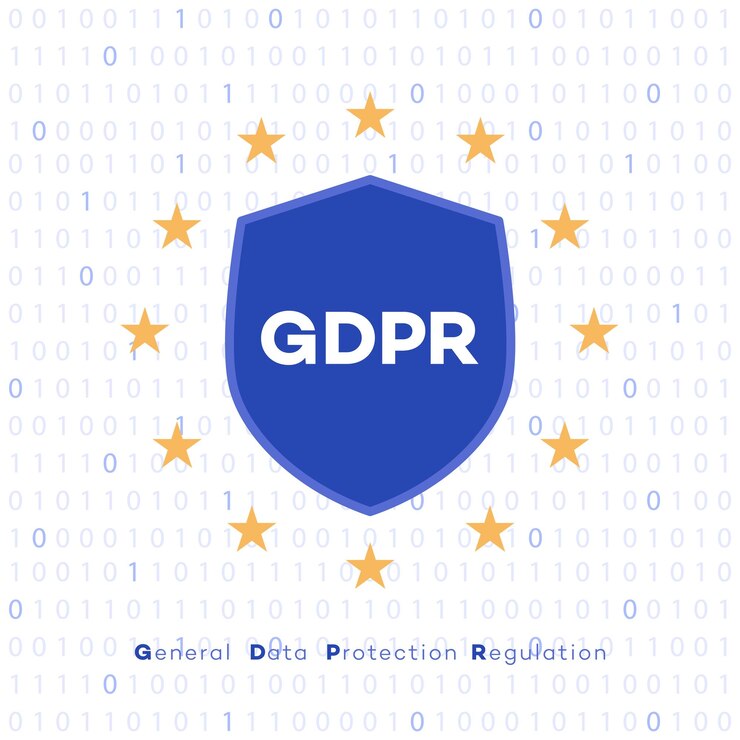 Vector concepto gdpr reglamento general de protección de datos bandera de la ue ilustración vectorial 10 pasos