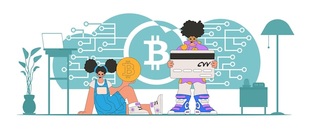 Concepto de gestión de criptomonedas y cambio fiduciario Las personas interactúan con criptoactivos
