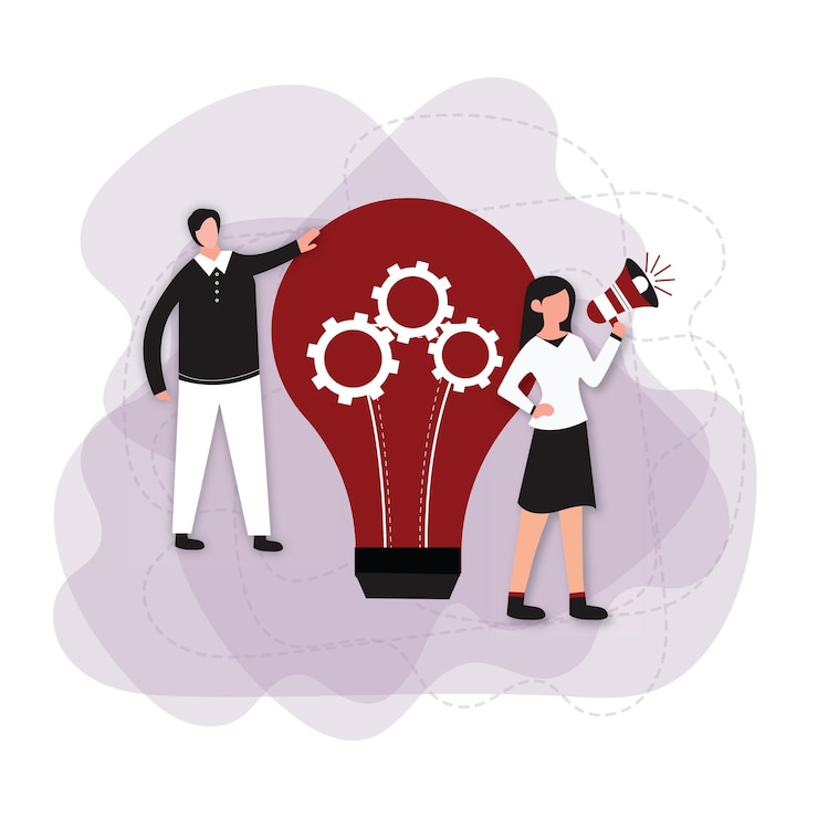 Vector concepto de gestión de la idea de comercialización