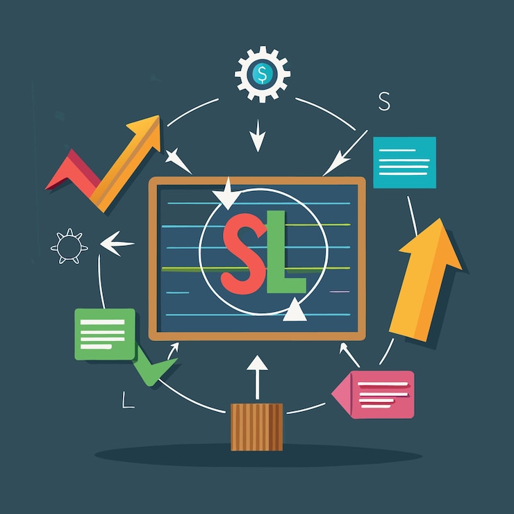 Vector el concepto de gestión de la relación con el cliente (crm) es una flecha de varios colores que apunta a la palabra ssl.