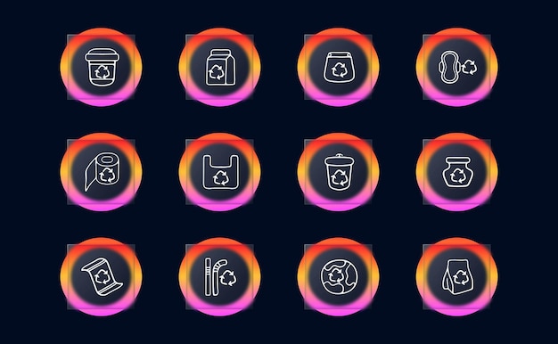 Concepto de gestión de residuos y reciclaje Contenedores de reciclaje sostenibles ecológicos Clasificación del entorno Concepto de reciclaje Estilo de neomorfismo Icono de línea vectorial para empresas