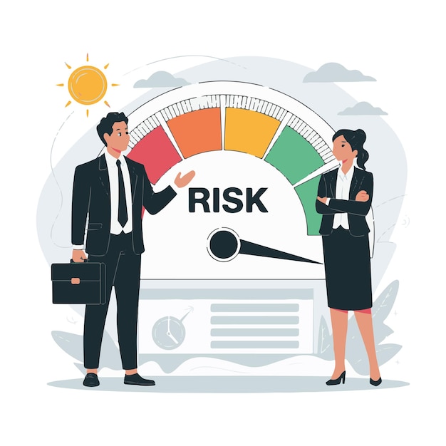 Concepto de gestión de riesgos con el equipo empresarial revisando y evaluando y analizando los riesgos