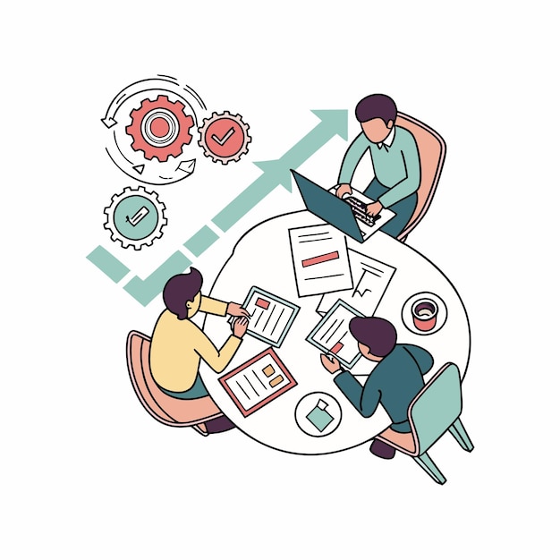 Concepto de gestión de riesgos con el equipo empresarial revisando y evaluando y analizando los riesgos