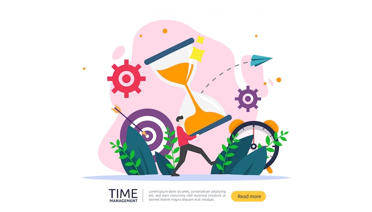 Vector concepto de gestión del tiempo y dilación. planificación y estrategia para banner de negocios.