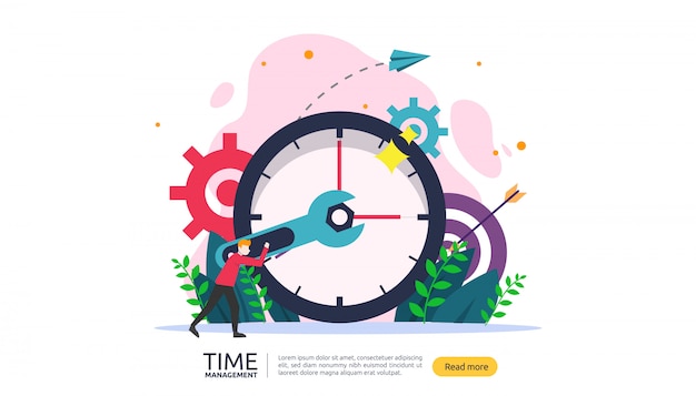 Concepto de gestión del tiempo y dilación. Planificación y estrategia para banner de negocios.