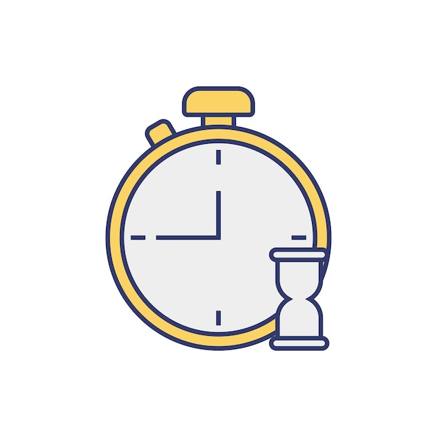 Concepto de gestión del tiempo Icono plano del reloj