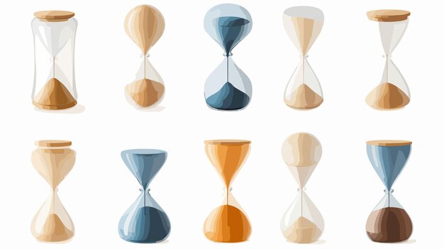 Concepto de gestión del tiempo con ilustración vectorial de múltiples relojes de arena