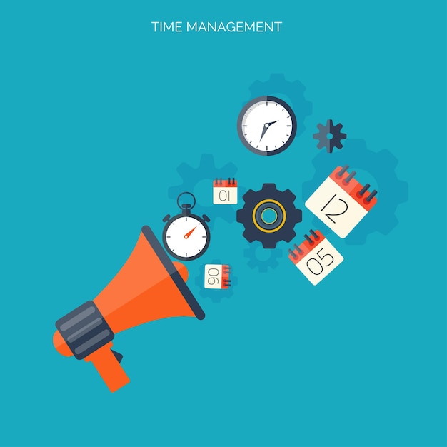 Concepto de gestión del tiempo Tiempo mundial Antecedentes empresariales Marketing en Internet Infografía diaria
