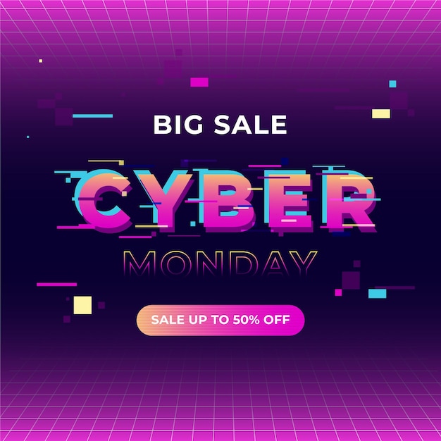 Vector concepto de glitch cyber monday