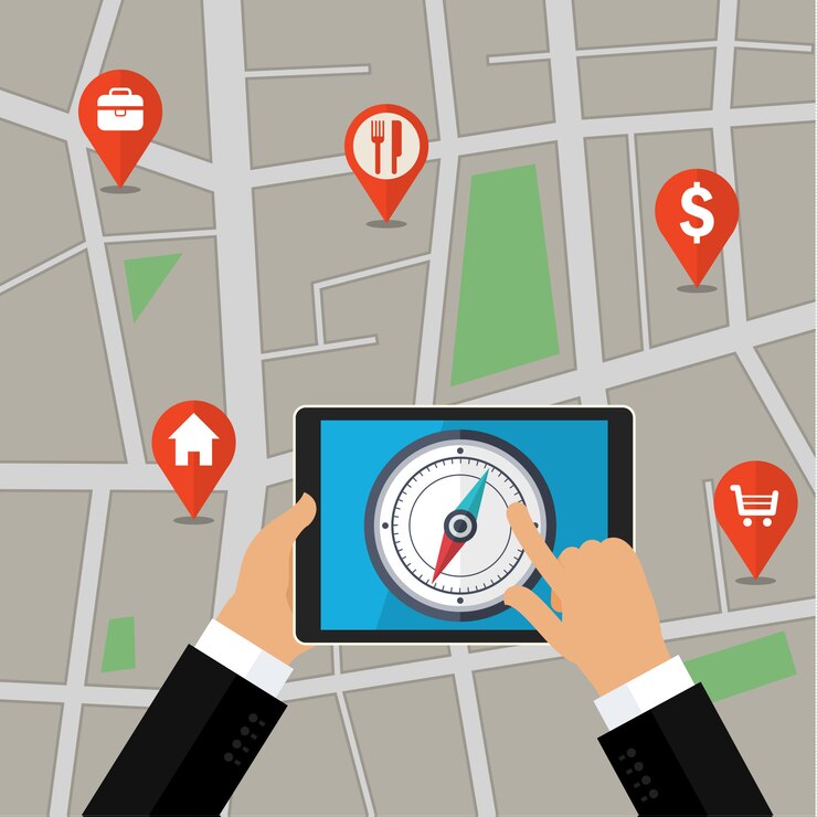 Vector concepto de gps en estilo plano