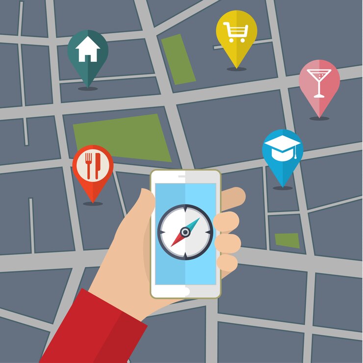 Vector concepto de gps en estilo plano