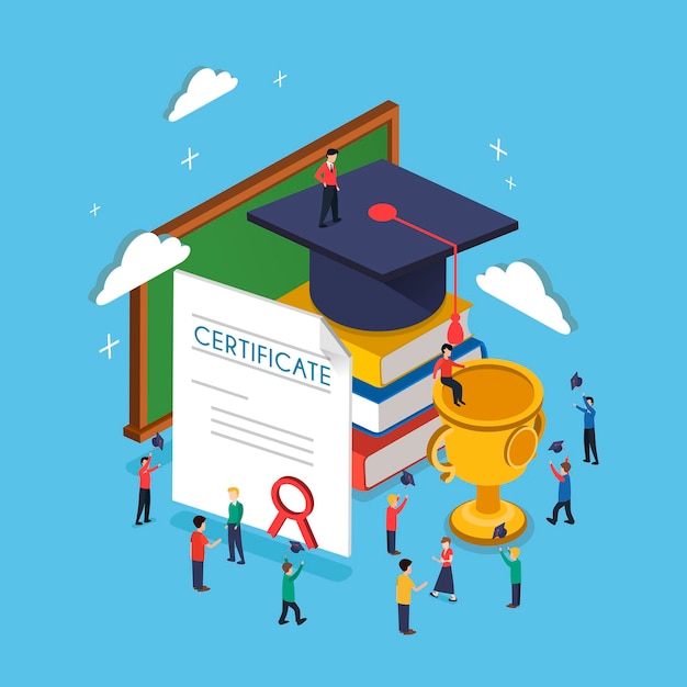 Concepto de graduación en diseño plano isométrico 3d
