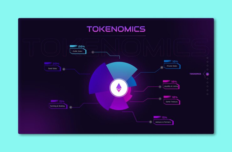 concepto de gráfico de tokenómica nft de diseño vectorial