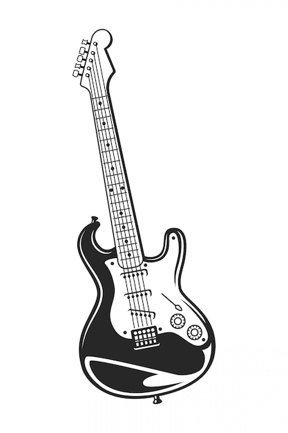 Vector concepto de guitarra eléctrica monocromo vintage