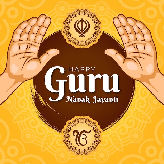 Vector concepto de guru nanak jayanti de diseño plano