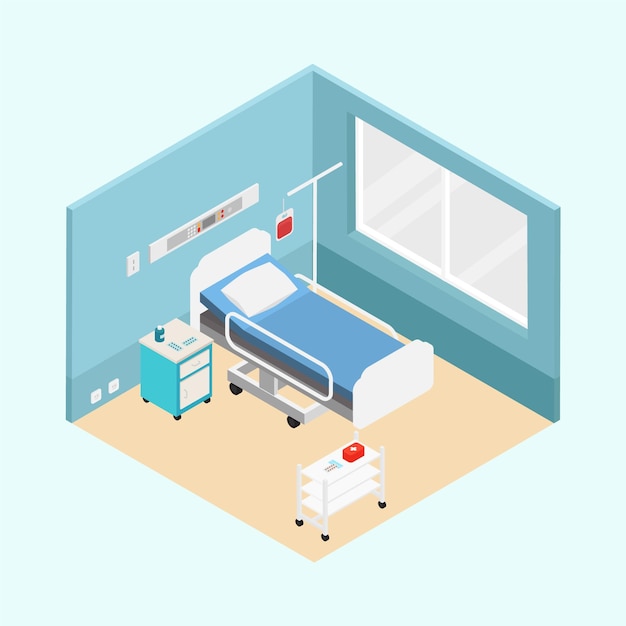 Vector concepto de habitación de hospital isométrica