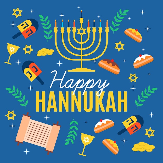 Concepto de Hanukkah en diseño plano