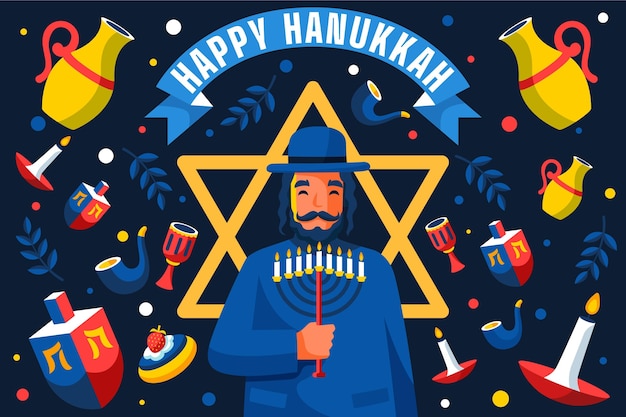 Vector concepto de hanukkah en diseño plano