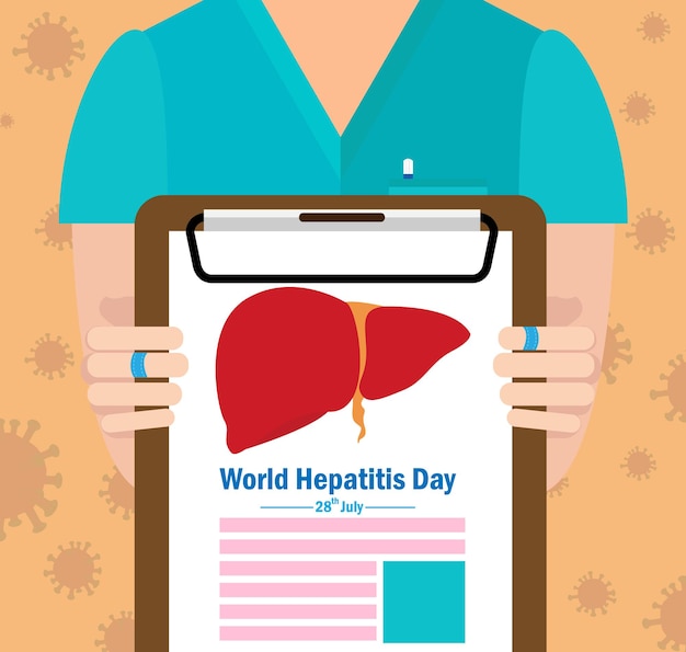 Concepto de hepatitis Ilustración vectorial pancarta o afiche para el día mundial de la hepatitis
