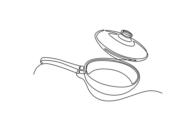 Concepto de herramienta de cocina Ilustración gráfica vectorial de diseño de dibujo de línea única