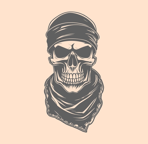 Concepto de hipster de calavera monocromática vintage vectorial libre