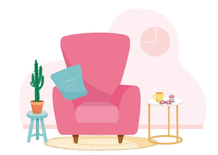Vector concepto de hogar. diseño de interiores. ilustración de diseño web de la habitación