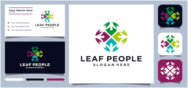 Concepto de hoja logotipo de comunicación logotipo de conversación para todos trabajo comunitario negocios negocios