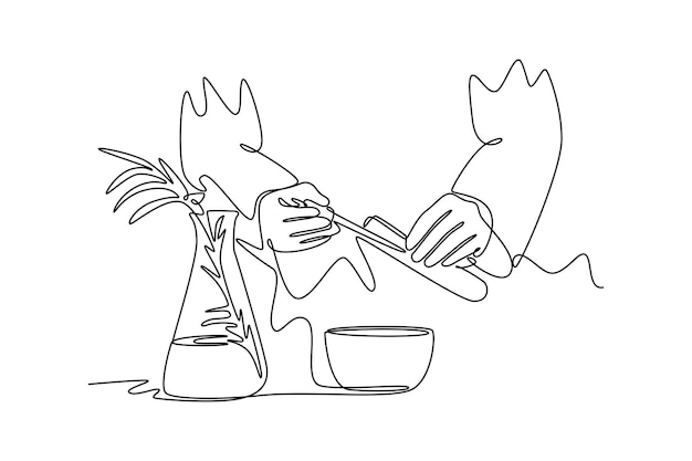 Concepto de homeopatía Ilustración gráfica vectorial de diseño de dibujo de línea única
