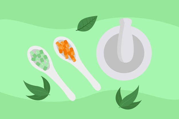 El concepto de homeopatía Ilustración vectorial plana de colores aislada