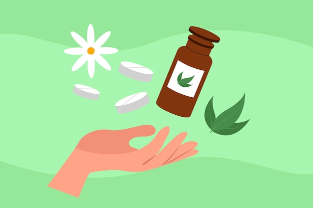 El concepto de homeopatía Ilustración vectorial plana de colores aislada