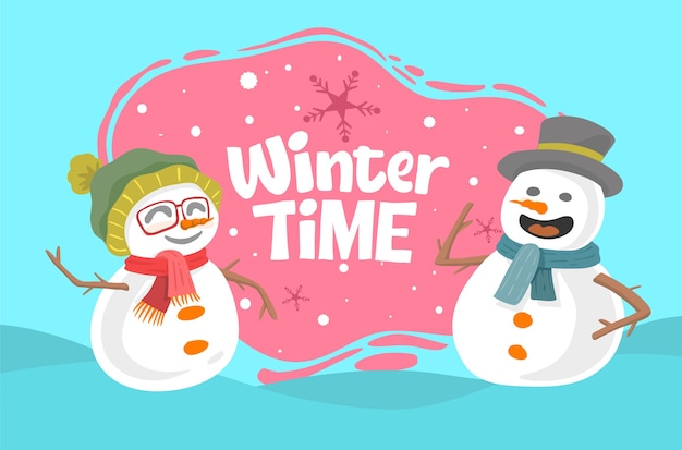 Vector concepto de horario de invierno con muñecos de nieve
