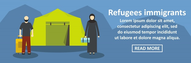 Concepto horizontal de banner de inmigrantes refugiados