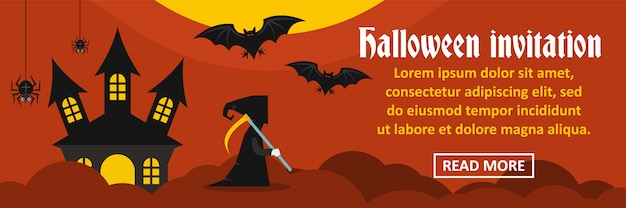 Concepto horizontal de banner de invitación de Halloween