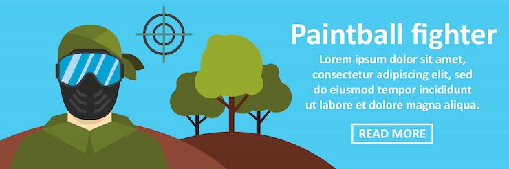 Vector concepto horizontal de banner de luchador de paintball