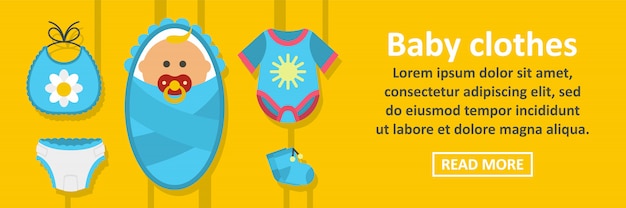 Concepto horizontal de banner de ropa de bebé