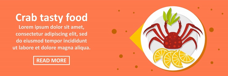 Vector concepto horizontal de banner sabrosa comida de cangrejo
