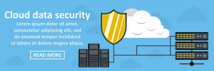 Vector concepto horizontal de banner de seguridad de datos en la nube