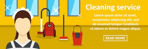 Concepto horizontal de banner de servicio de limpieza