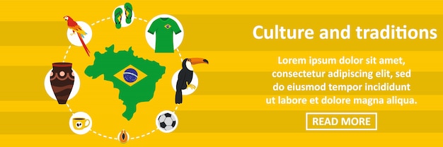 Concepto horizontal de plantilla de banner de cultura y tradiciones de Brasil
