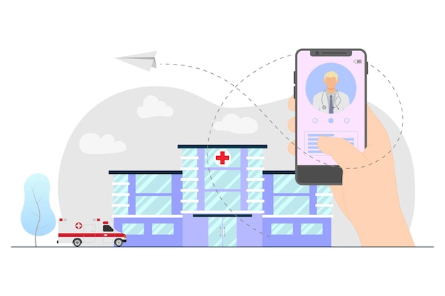 Concepto de hospital de registro en línea