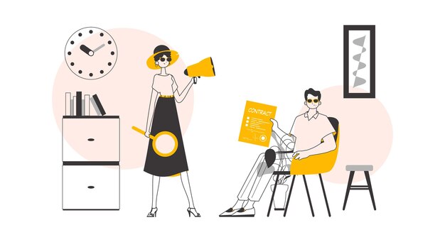 Concepto de HR Estilo lineal minimalista Vector