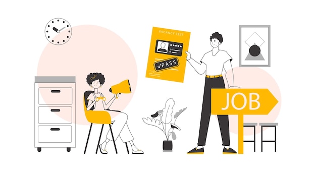 Concepto de HR Estilo lineal moderno Vector