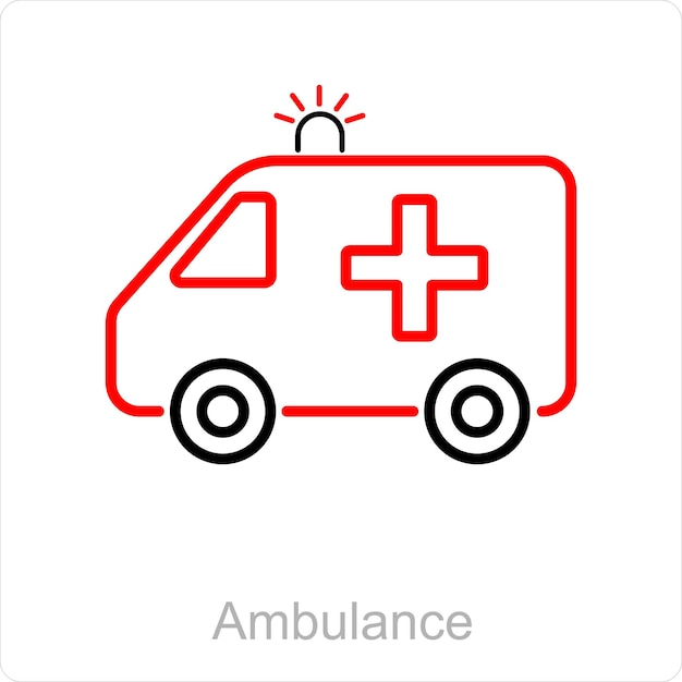 El concepto de icona de ambulancia y hospital