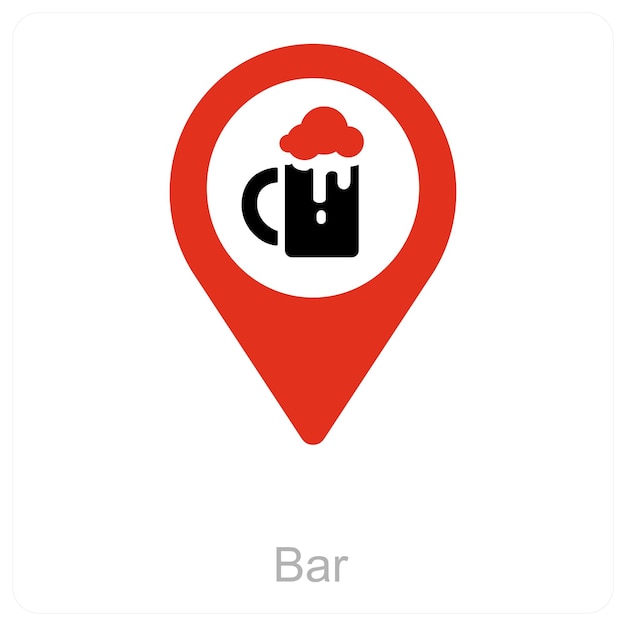 concepto de icona de barra y ubicación