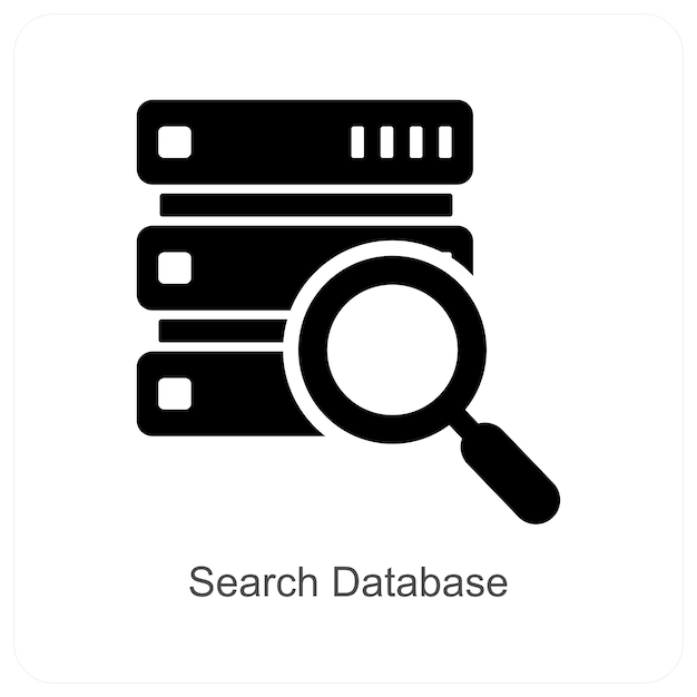 Concepto de icona de base de datos y servidor de búsqueda