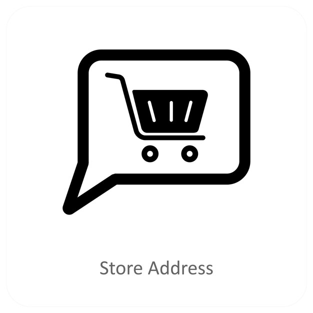 Concepto de icona de dirección y ubicación de la tienda