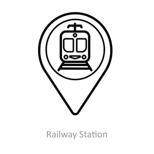 Concepto de icona de estación de tren y ubicación