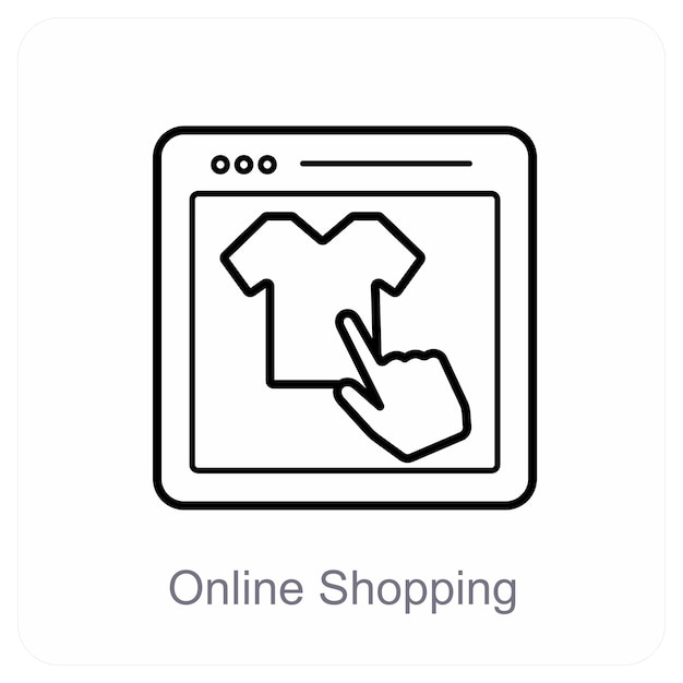 Concepto de icona de tienda en línea y de compras