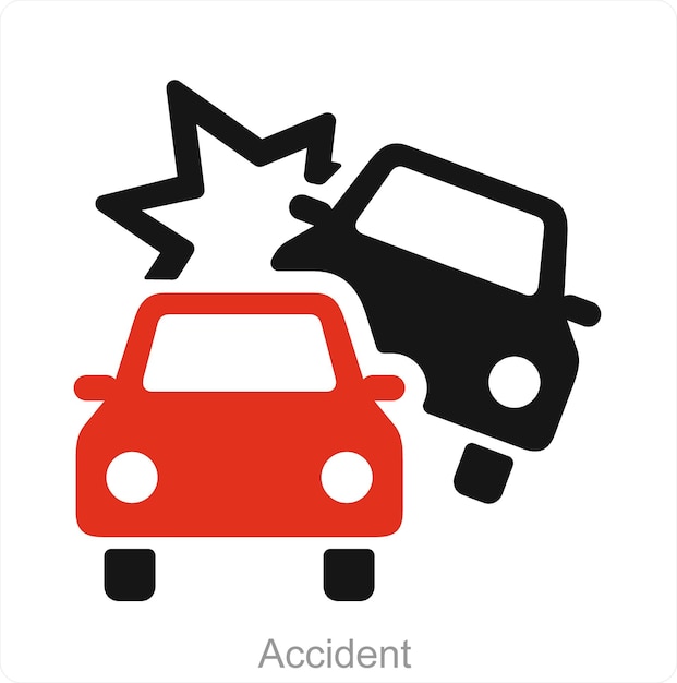 Concepto de icono de accidente y automóvil