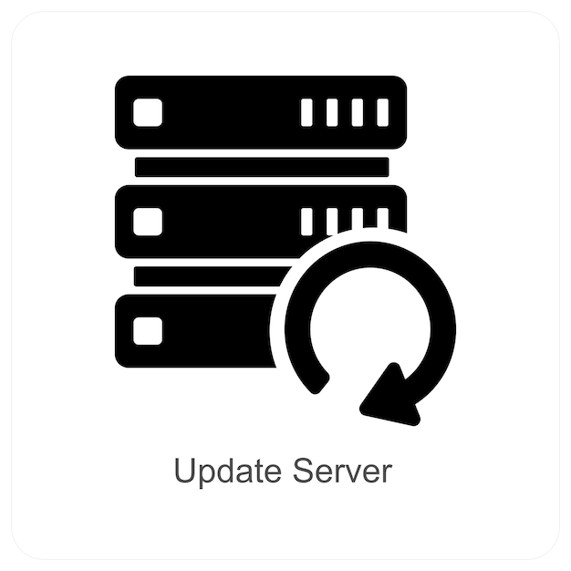 Concepto de icono de actualización de servidor y base de datos